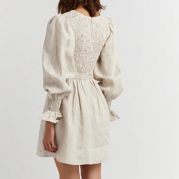 Dissh Kennedy Natural Shirred Linen Dress NWT - Picture 2 of 7